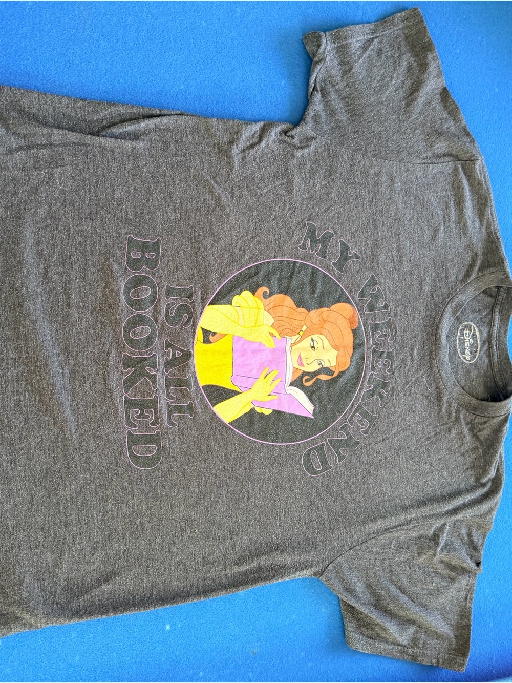 Disney Womeny Gray Belle Graphic Tee - 'My Weekend Is All Booked'